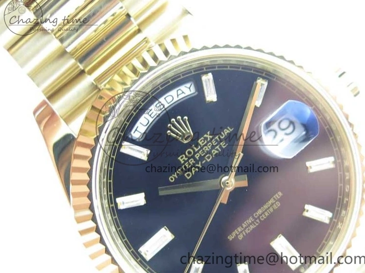 BP Black on Dial A2836 YG YG New 904 Crystal Bracelet President Dial Version 40mm Markers T 228239 Day-Date 1227